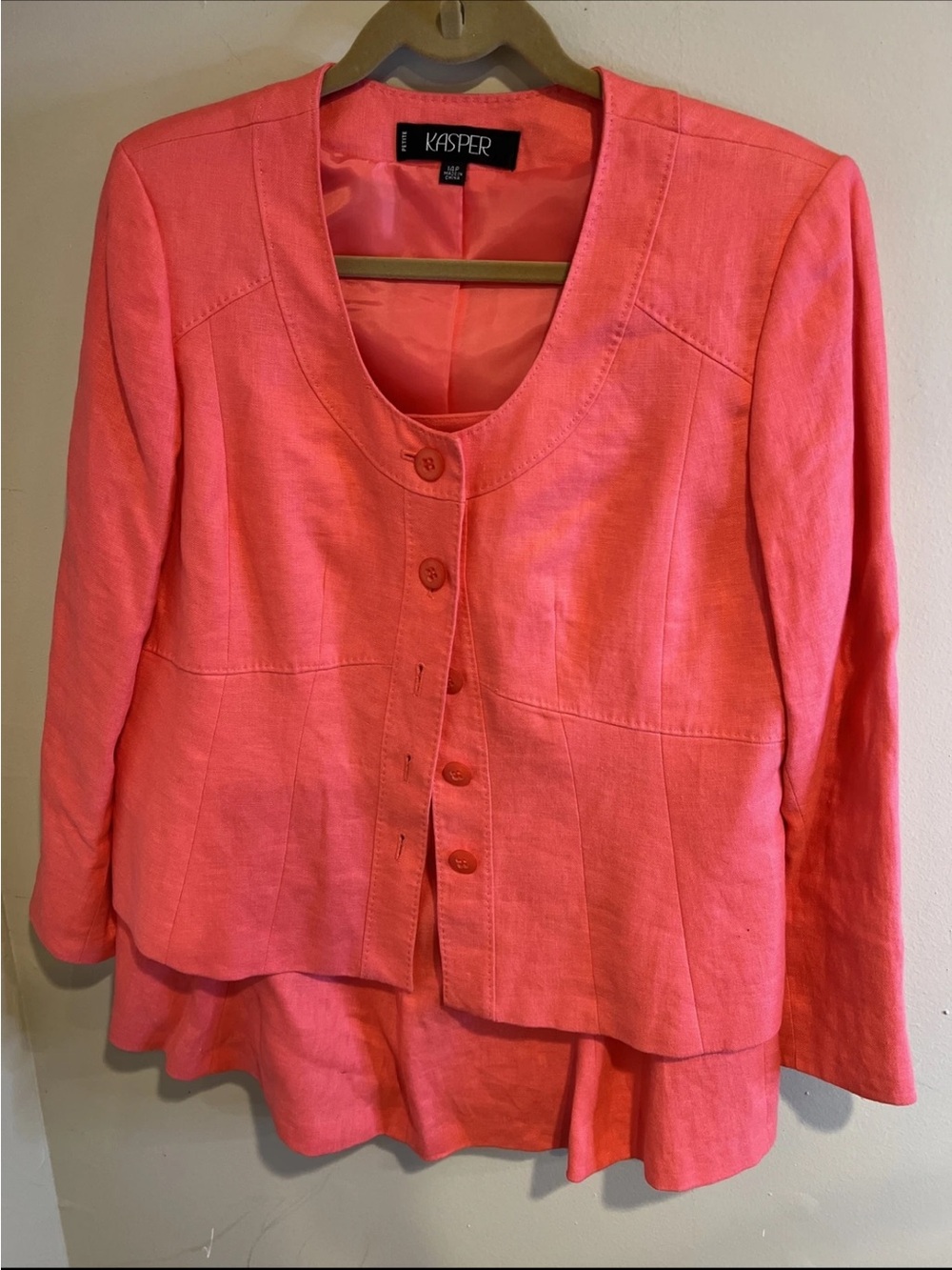 Kasper Coral Pink Button Front Skirt Set - Picture 2 of 5
